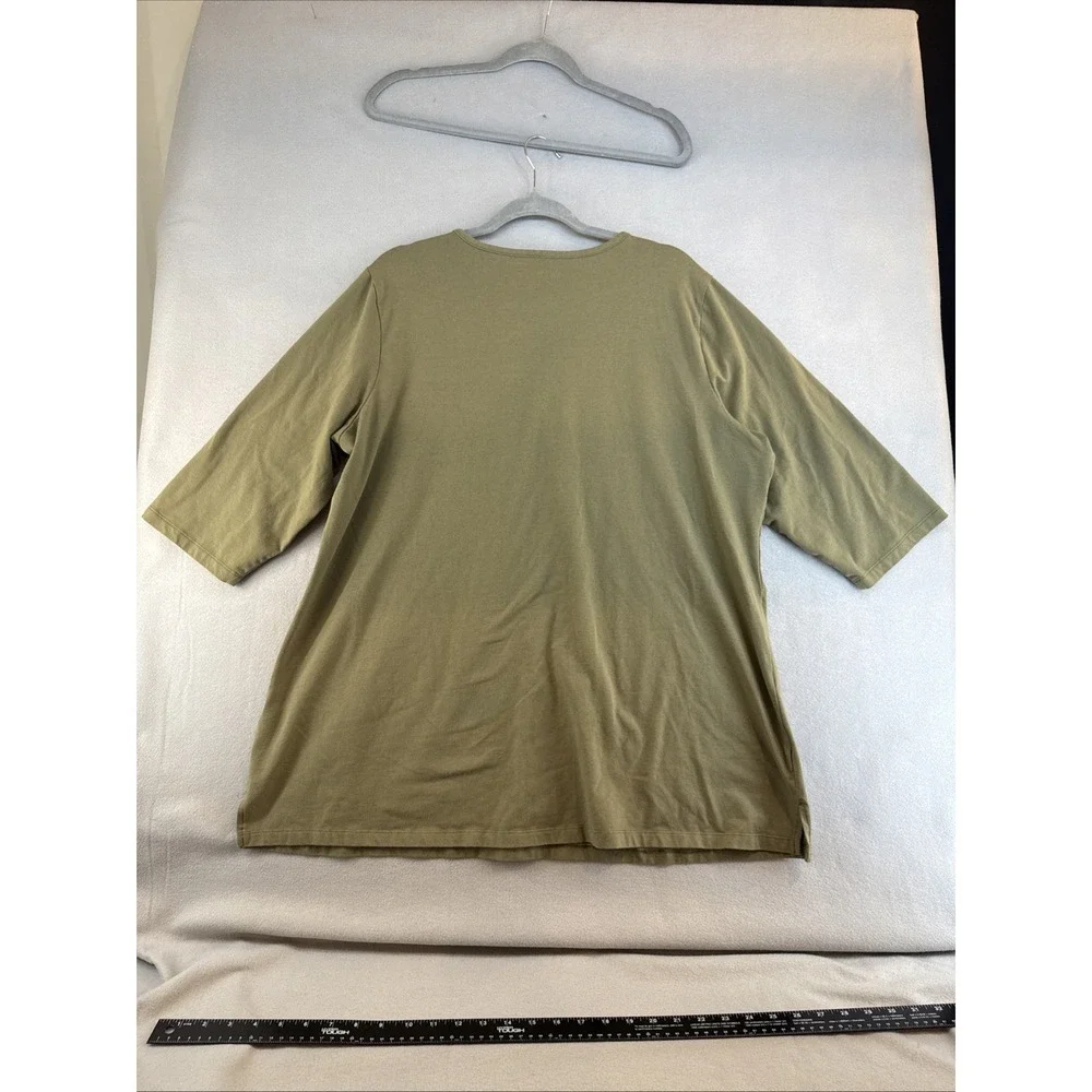Demin&Company Top, Plus 1XP, Petite, Embroidery neck, Casual, Work, 3/4 Sleeves - Picture 4 of 6
